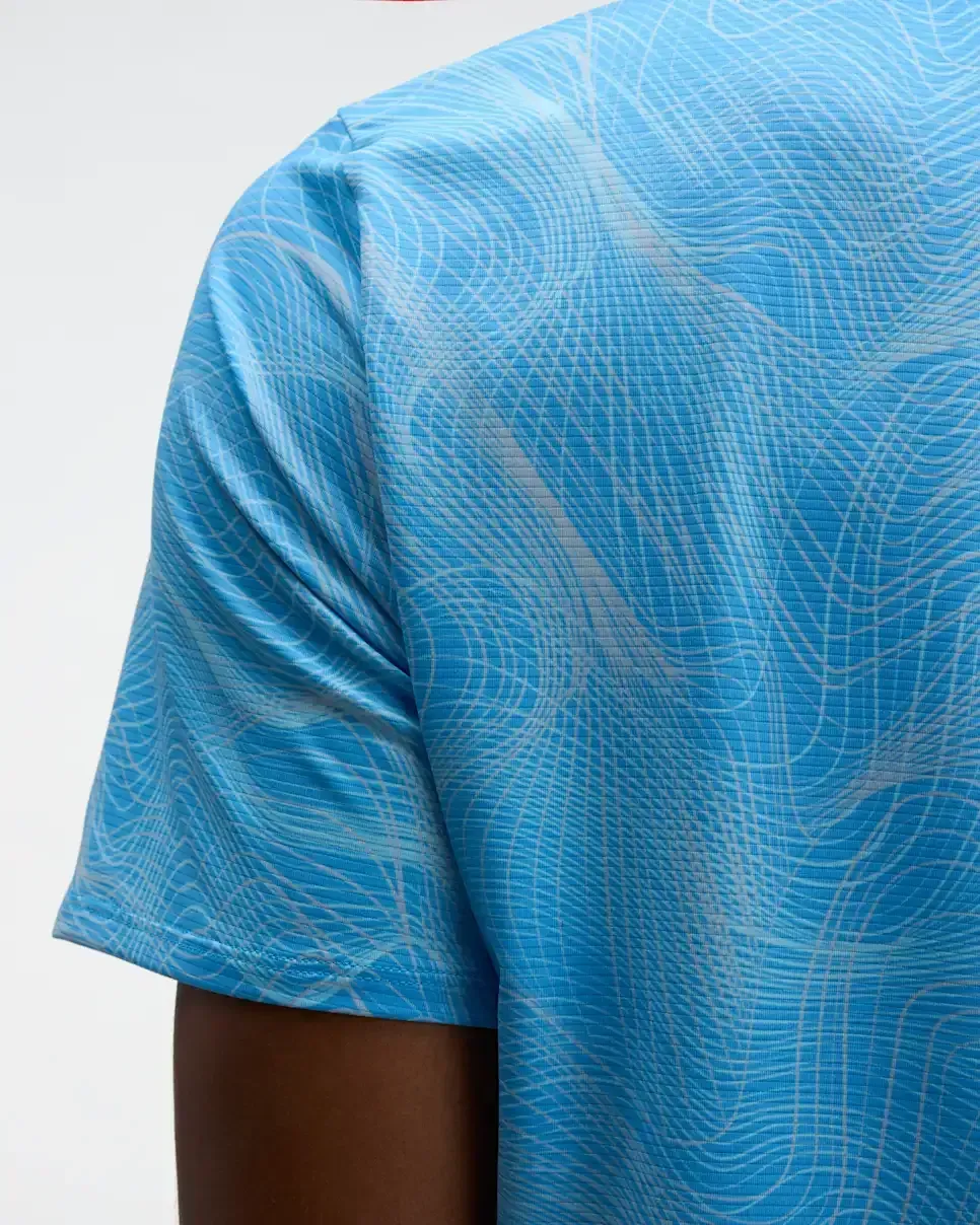 HOKA EveryRun Short Sleeve Mineral Blue Prt