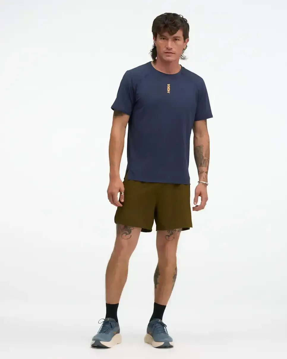 HOKA EveryRun Short Sleeve Varsity Navy Gold